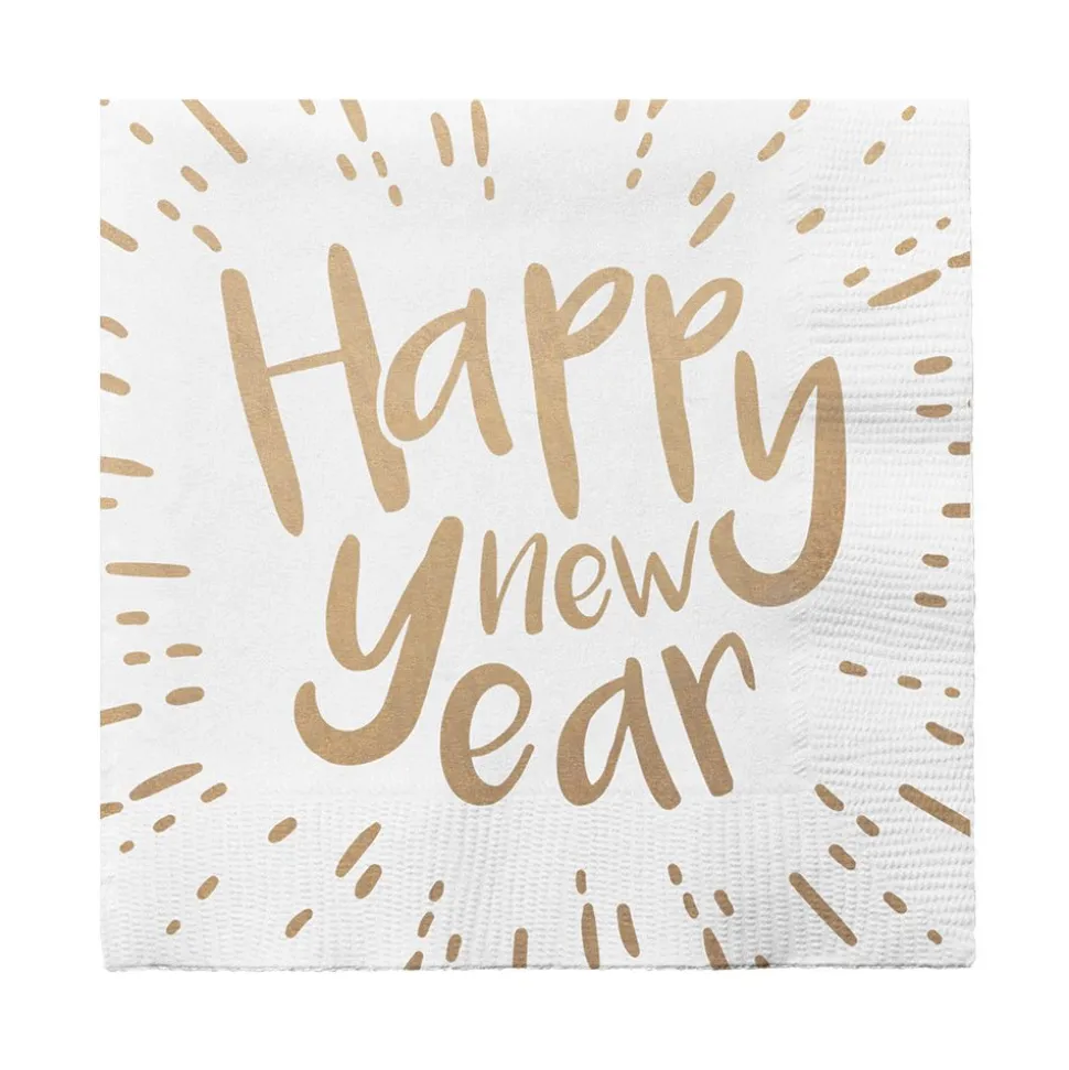 Witte Happy New Year Servetten 33cm 20st