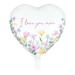 Witte Helium Ballon I Love You Mom Leeg 45cm