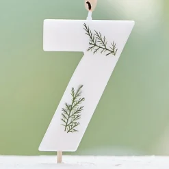 Witte Kaars 7 Jaar Gebladerd 5cm