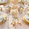 Witte Organza Stof Gouden Bladeren 48cm 9m