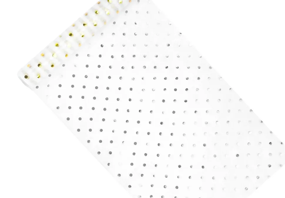 Witte Organza Stof Gouden Stippen 36cm 9m