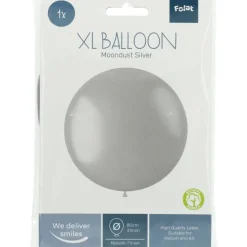 Zilveren Ballon Metallic Moondust Silver 80cm