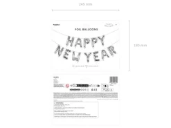 Zilveren Ballonnen Set Happy New Year Leeg