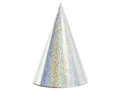 Zilveren Feesthoedjes Holografisch 16cm 6st