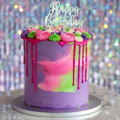 Zilveren Happy Birthday Taarttopper 15,5cm