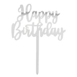 Zilveren Happy Birthday Taarttopper 15,5cm