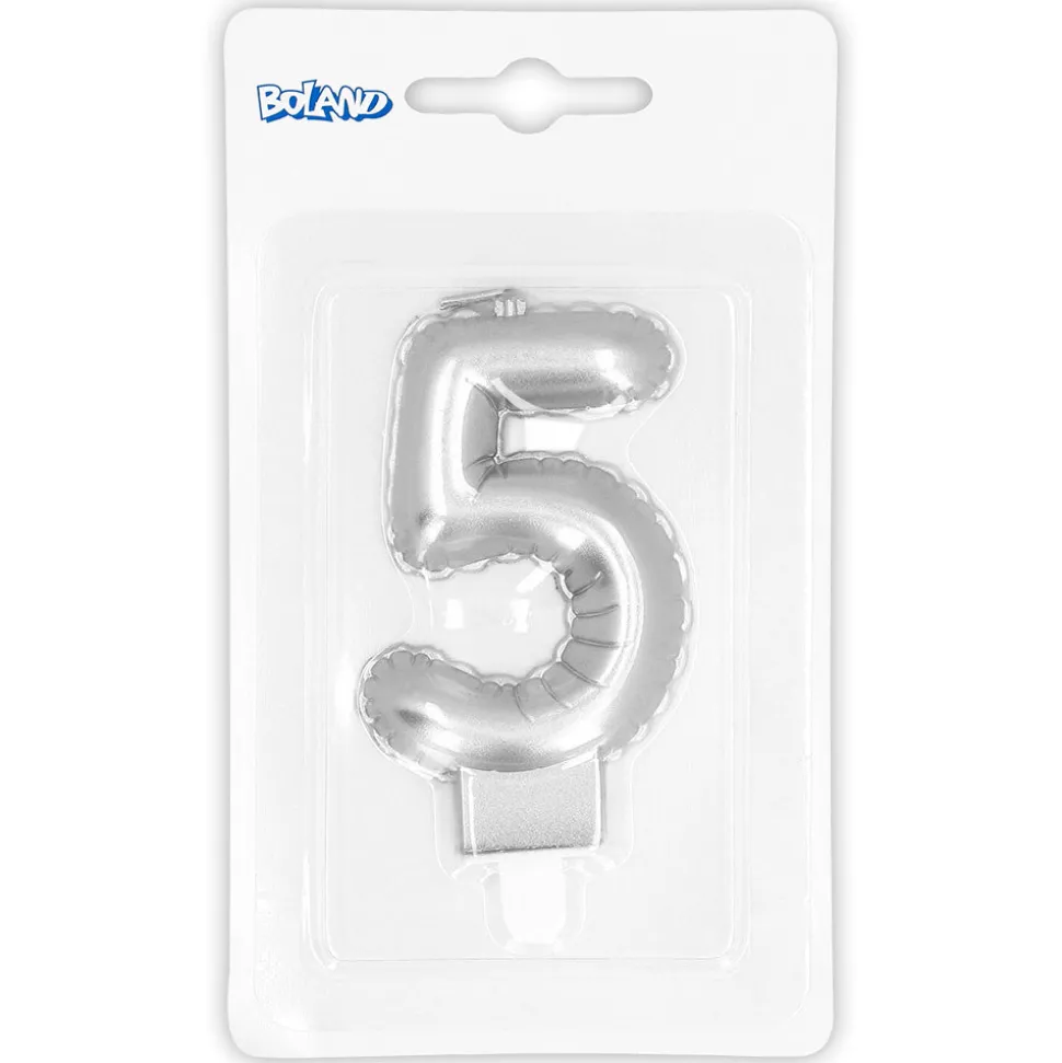 Zilveren Kaars 5 Jaar 8cm