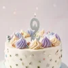 Zilveren Kaars 2 Jaar Glitter 12,5cm
