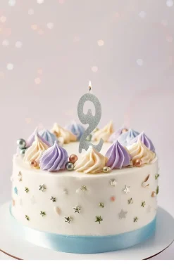 Zilveren Kaars 2 Jaar Glitter 12,5cm