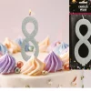 Zilveren Kaars 8 Jaar Glitter 12,5cm