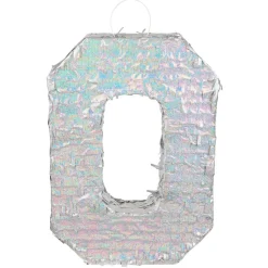 Zilveren Pinata 0 Jaar Holografisch 40cm