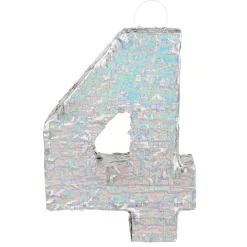 Zilveren Pinata 4 Jaar Holografisch 40cm