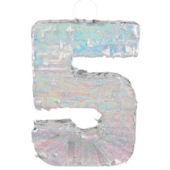 Zilveren Pinata 5 Jaar Holografisch 40cm