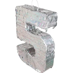 Zilveren Pinata 5 Jaar Holografisch 40cm