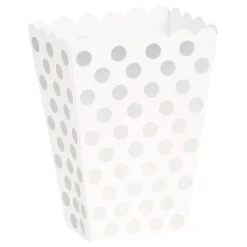 Zilveren Popcorn Bakjes Witte Stippen 13,7cm 8st