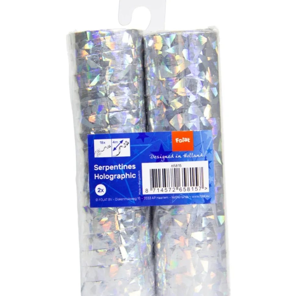 Zilveren Serpentines Holografisch 4m 18 ringen 2st