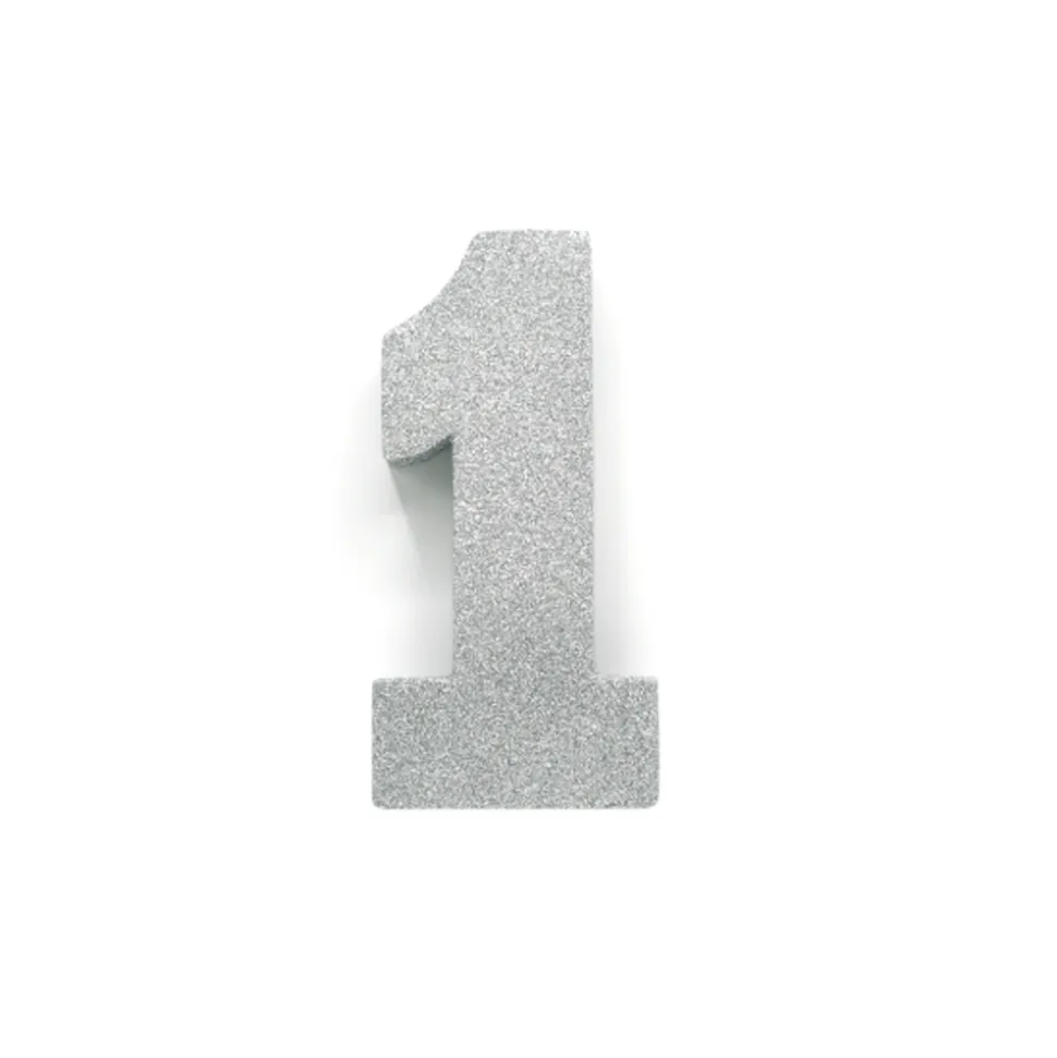 Zilver Tafeldecoratie Cijfer 1 Glitter 20,5cm