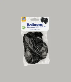 Zwarte Ballonnen Metallic 30cm 10st
