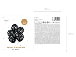 Zwarte Ballonnen Witte Stippjes 30cm 6st