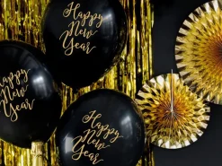 Zwarte Happy New Year Ballonnen 30cm 6st