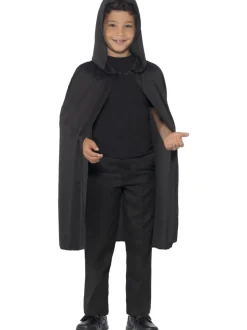 Zwarte Lange Cape met Capuchon
