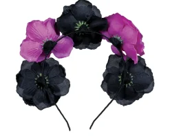 Zwarte Paarse Halloween Haarband Bloemen