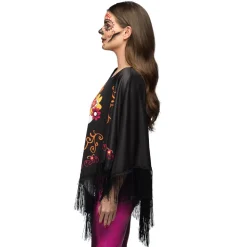 Zwarte Poncho Day Of The Dead