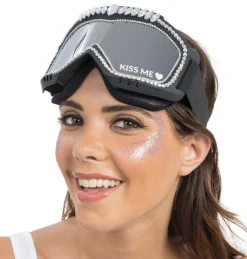 Zwarte Skibril Zilveren Strass Kiss Me