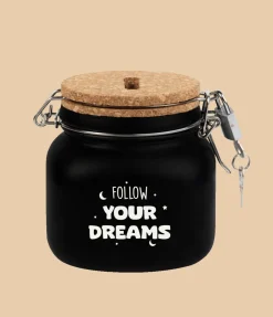 Zwarte Spaarpot Follow Your Dreams 12,5cm