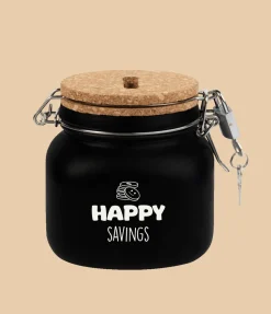 Zwarte Spaarpot Happy Savings 12,5cm