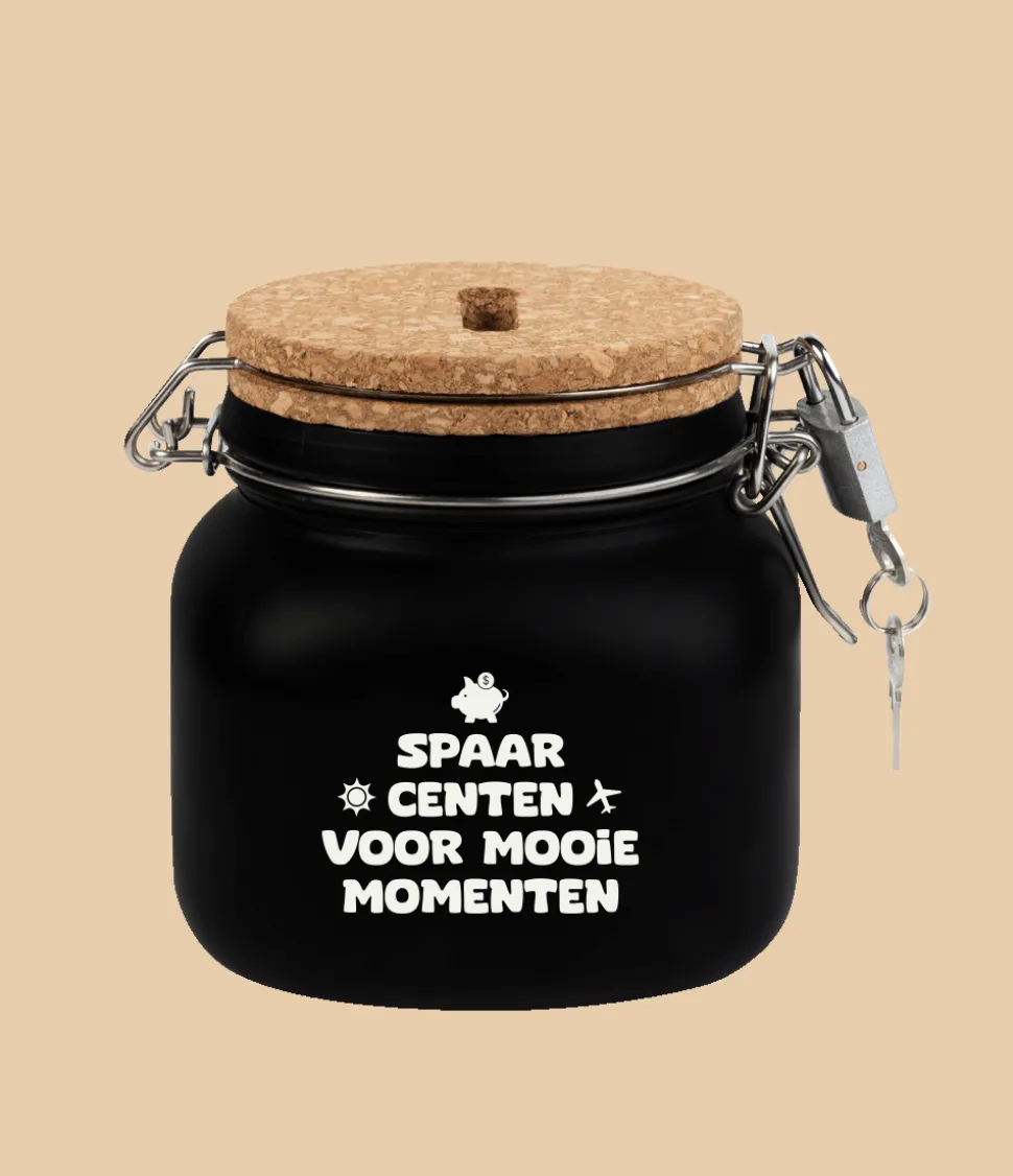 Zwarte Spaarpot Mooie Momenten 12,5cm