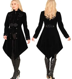 ZWART FLUWELEN GOTHIC JAS DAMES