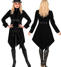 ZWART FLUWELEN GOTHIC JAS DAMES