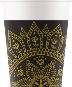 Zwart Gouden Beker Mandala 200ml 8st