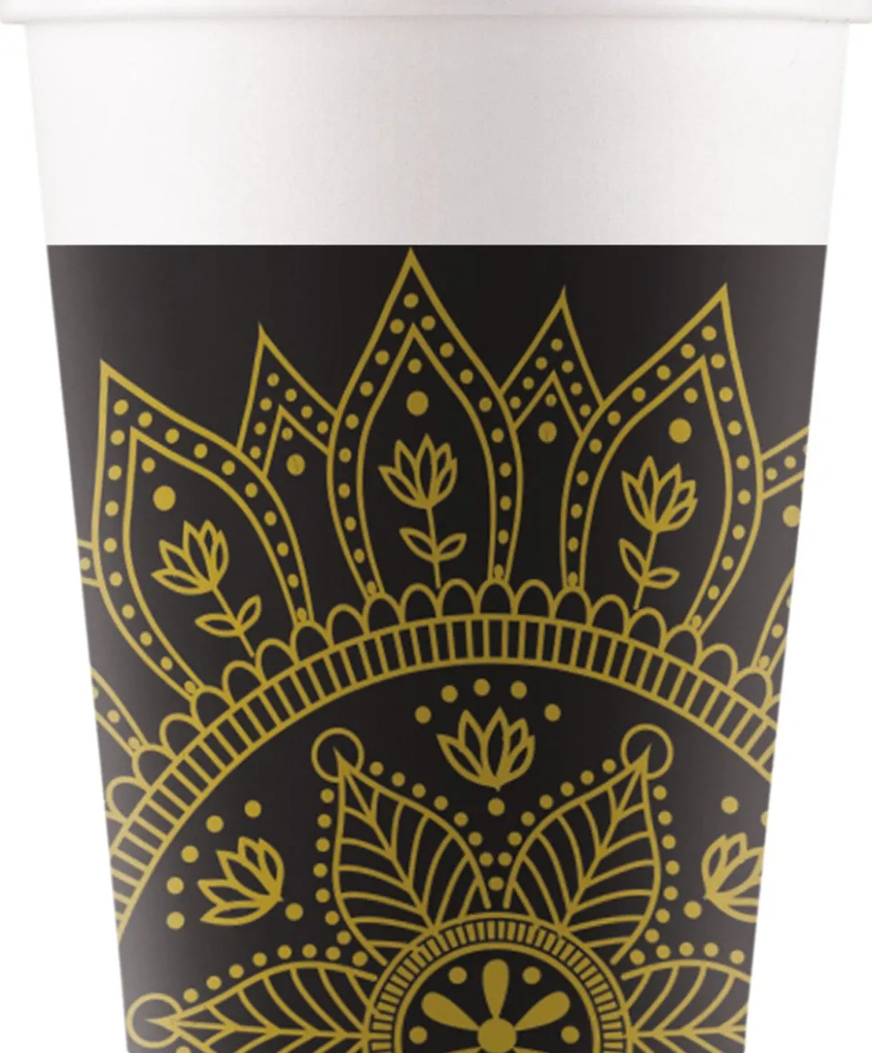 Zwart Gouden Beker Mandala 200ml 8st