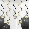 Zwart Gouden Hangdecoratie 5st