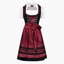 Zwart Rode Dirndl Jurk Oktoberfest Dames Bordeaux