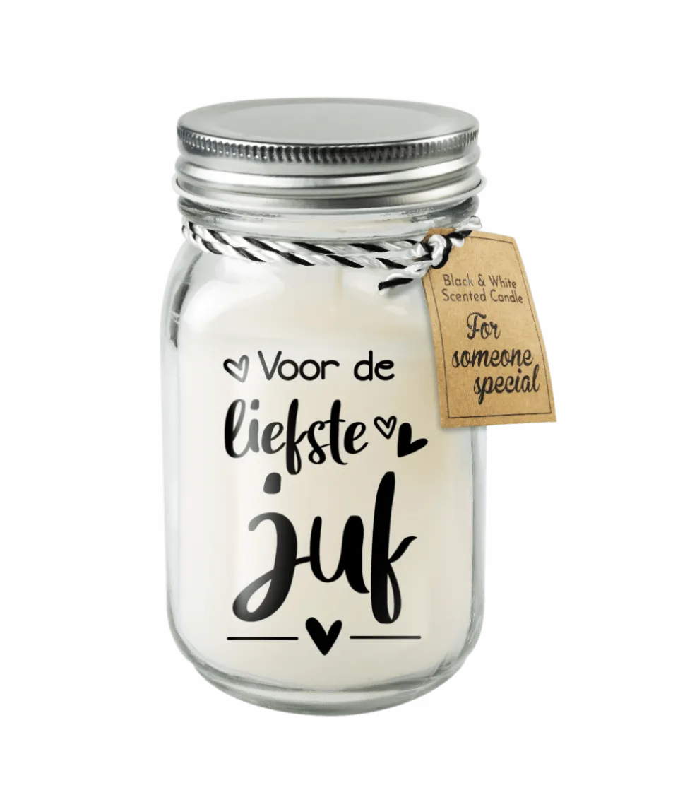 Zwart Witte Geurkaars Liefste Juf