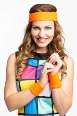 Zweetbandjes Neon Oranje 3st