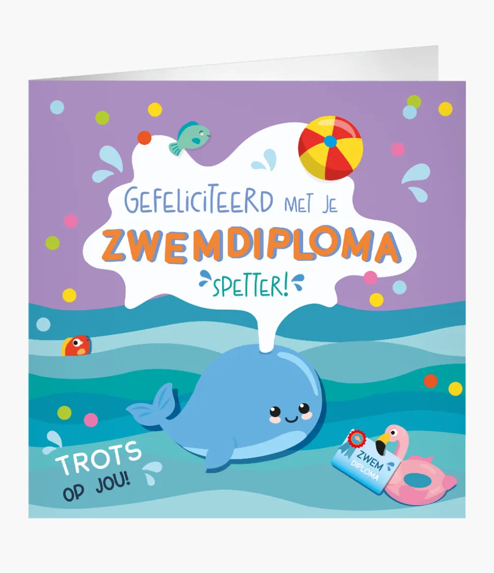 Zwemdiploma Wenskaart 23cm
